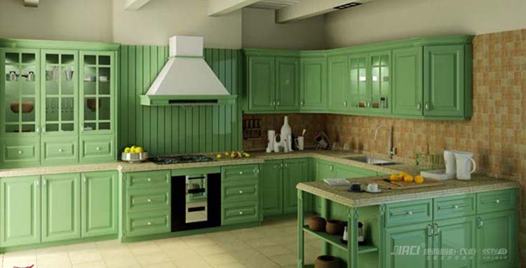 要想生活过得去，厨房必须来点儿“绿”。| 绿色橱柜效果图鉴赏