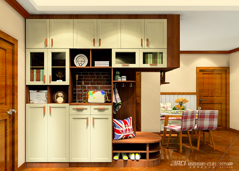 请问我家这种户型如何设计玄关？进门就是餐厅，前面是客厅，门口好像做不了嵌入式的？