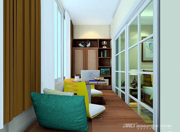 如何“挤”出一间书房？ #阳台书房设计效果图#书房家具设计案例