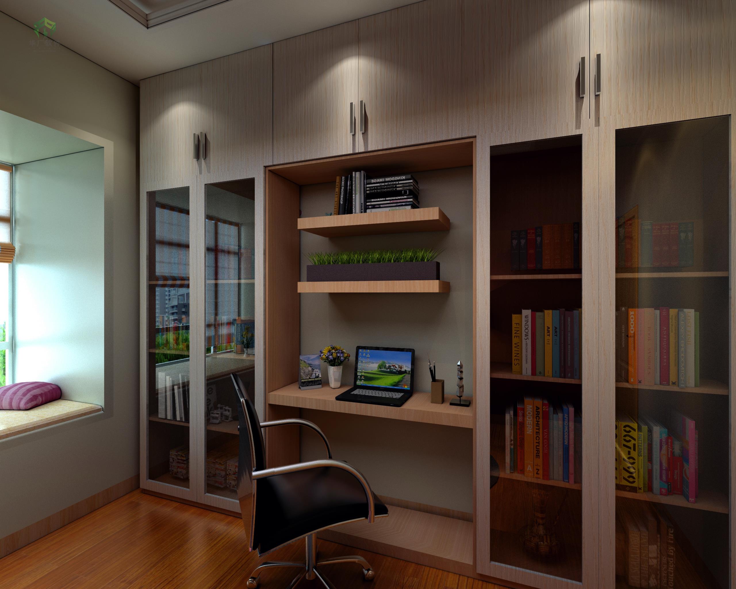 现代书房 - 效果图交流区-建E室内设计网